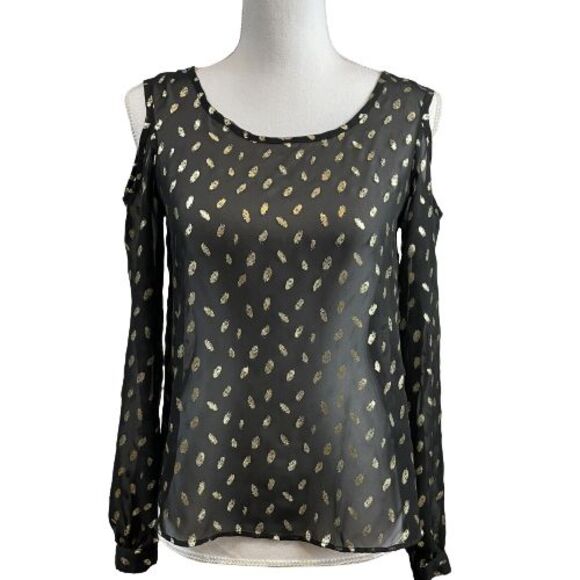 Love Fire Women's XS Black Cold Shoulder Blouse - Picture 1 of 5